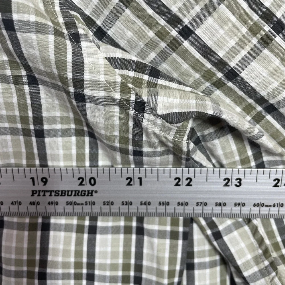 Banana Republic Shirt Mens L Olive Green Plaid Western Yoke Button Up Cotton